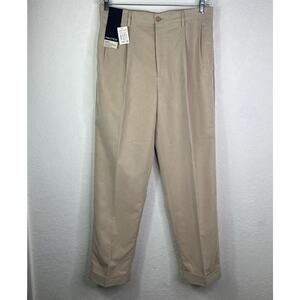 Nautica Rigger Mens Khaki Classic traditional fit Pants double pleat size 34x32